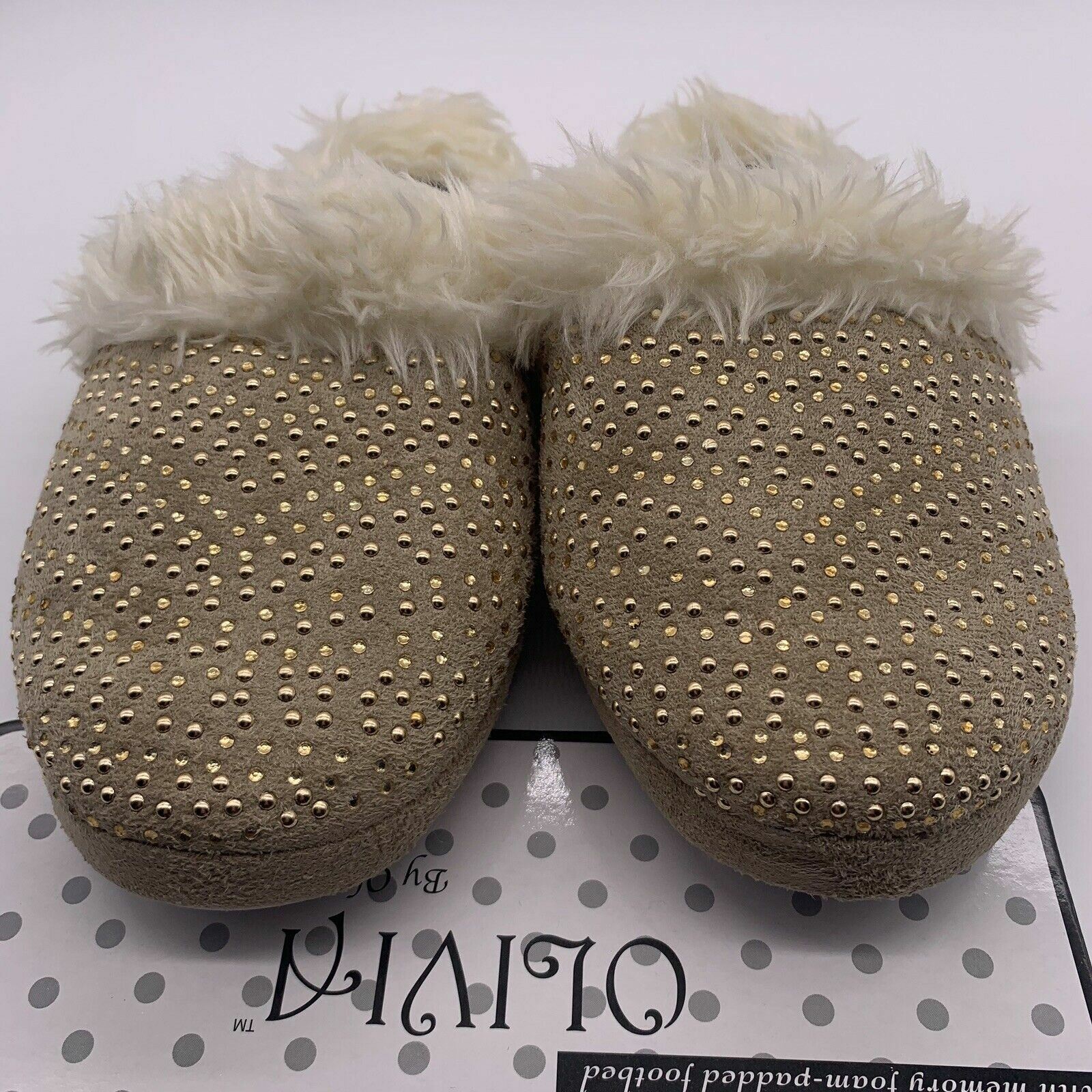PANTOFOLA D’ORO Ciabatte donna Olivia S 5 6 nuove con etichette memory foam oro perline foderate pelliccia sintetica graffi