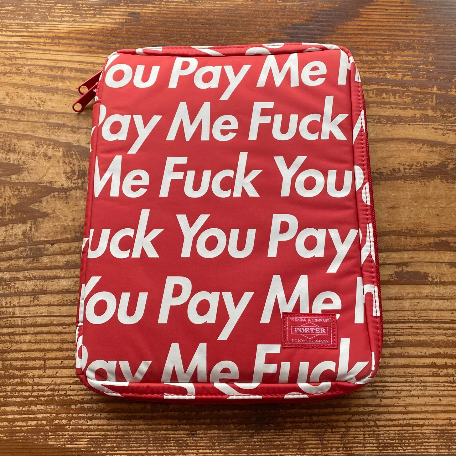 Supreme × PORTER 2012AW étui iPad sac pochette rouge FABRIQUÉ AU JAPON YOSHIDA & Co.