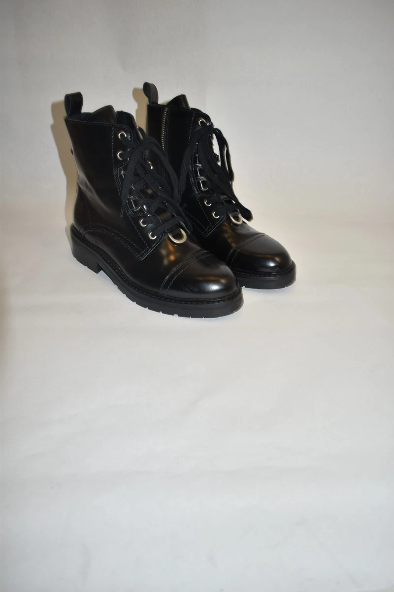 New AllSaints Black Women s Leather Lira Hiker Black Boots Size