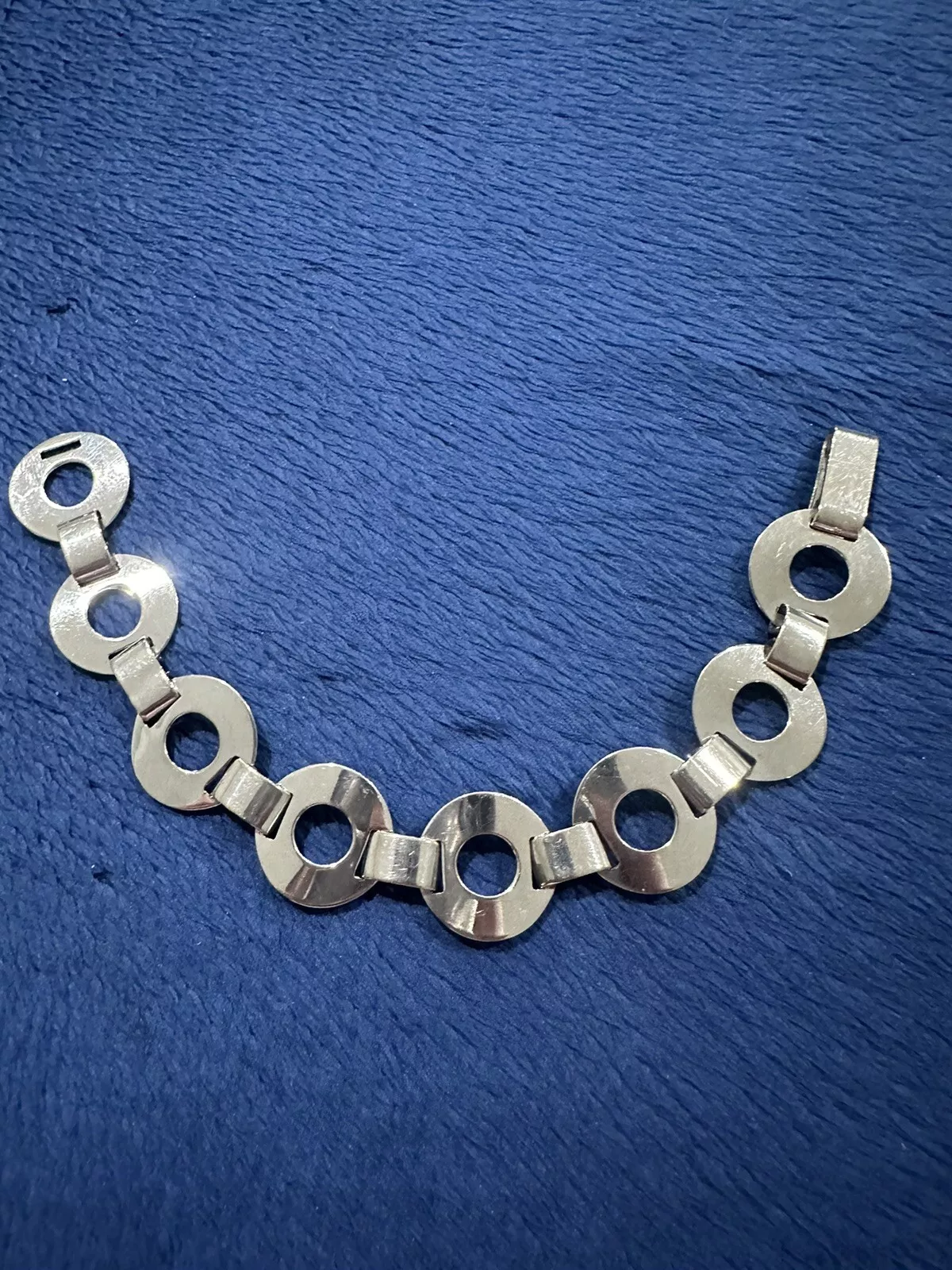 BRACELET VINTAGE CHRISTIAN DIOR ALLEMAGNE LIEN ROND ARGENT STERLING 925, 8”
