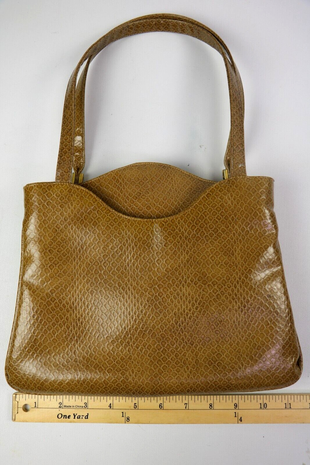 Vintage Lou Taylor Leather Purse/Handbag w Built … - image 4