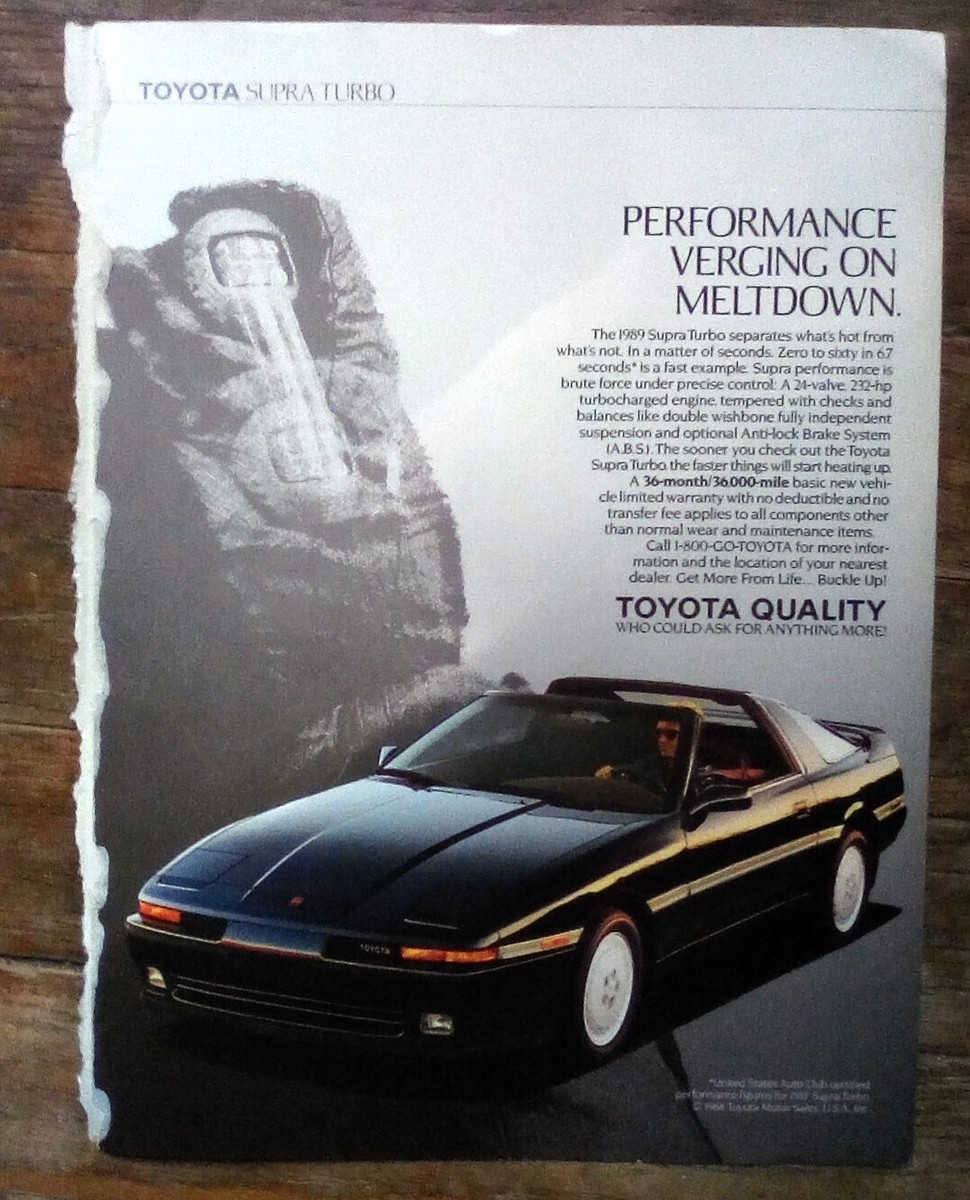 1989 Toyota Supra Turbo MK3 A70 Print Ad