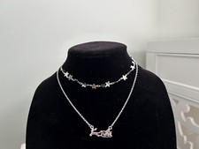 Claire's 2-Starnd Necklace: Santa's Sleigh and Reindeer  Stars, Silvertone, NWT