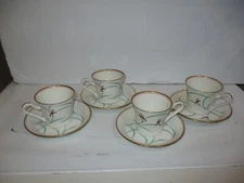 Fine China Koransha Cups & Saucers 8 Pc Set Orchid Design Famous Japanese Maker
