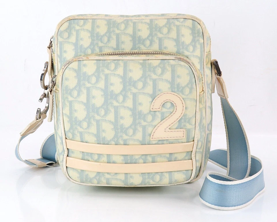Auth CHRISTIAN DIOR Light Blue Trotter PVC Mini Shoulder Crossbody Bag #56566 - Image 3 of 4