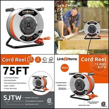 Carrete de cable extensión retráctil grado 75 pies con 4 sali para casa y viajes