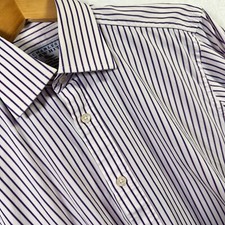 Charles Tywhitt Classic Purple Striped Shirt 15" Long Sleeve Shirt Double Cuff