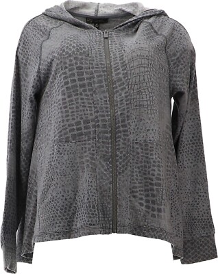 DG2 Diane Gilman Downtime Flutter-Back Hoodie GRAY CROC XL NWOT (338)