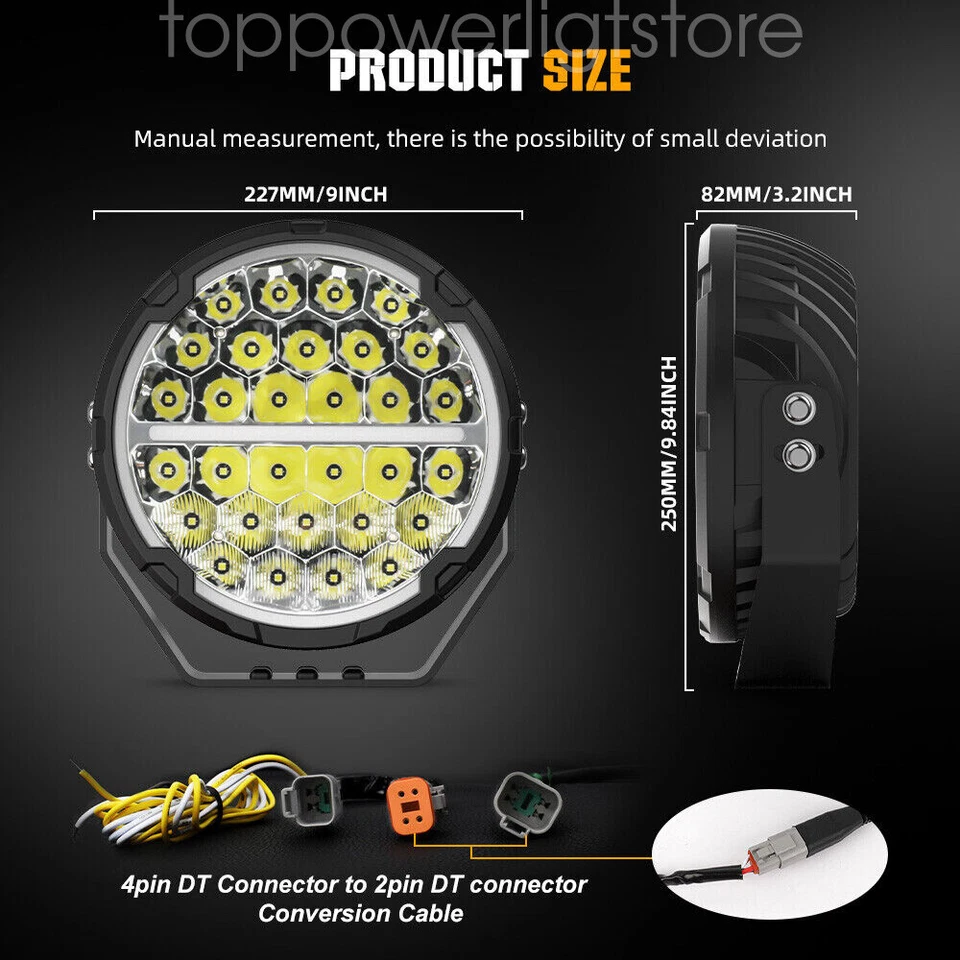 7"/9" Round LED Offroad Driving Lights DRL Auxiliary Spot Flood for Trucks 4x4 - Image 3 of 4