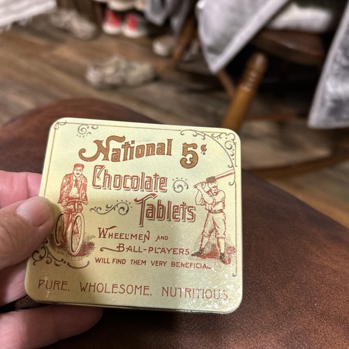 Vtg. TIN NATIONAL 5 CENT CHOCOLATE TABLETS HERSHEY FOOD CORP MADE IN ENGLAND - Picture 8 of 9