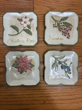 MWW Market Decorative Mini Ceramic Plates Coin Tray Dish Set Of 4 Christmas