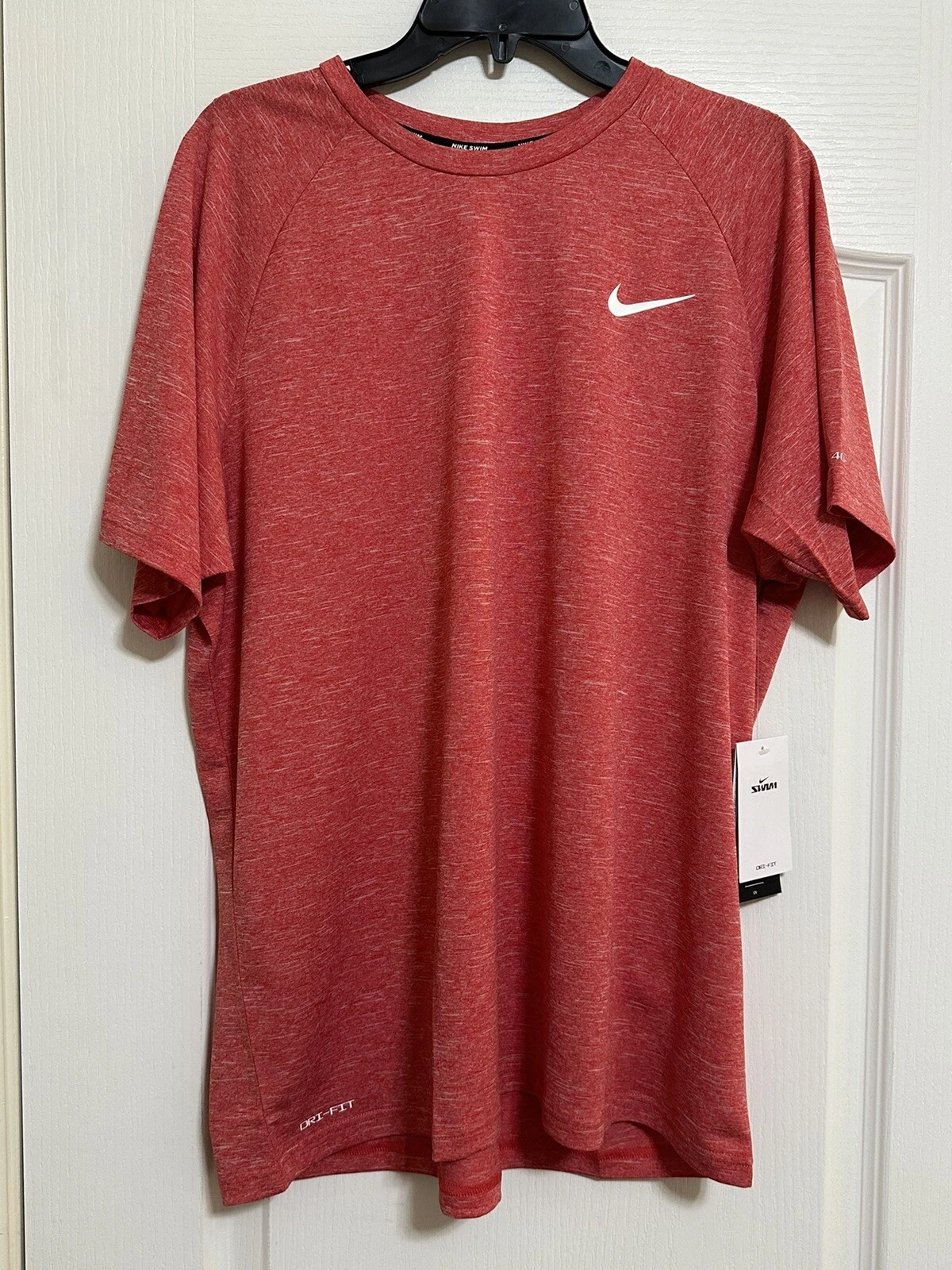 NEW Mens Nike Swim Tee Shirt Red Dri Fit UPF 40+ Size XL