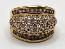 Size 8.25 Sterling Silver Gold Vermeil Dome Ring Clear CZ Stones Cluster Pave