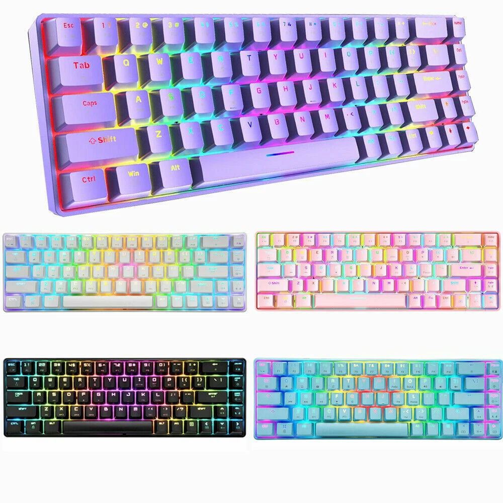 Wired Gaming Keyboard RGB LED Backlit Portable 60 Ture Mechanical For PC Laptop