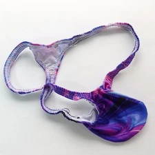 K403 P String Thong Grape Smugglers Contoured Pouch FLAME prints Swim Fabric