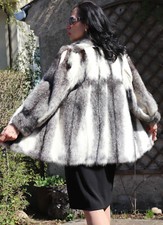 Giacca di Visone Pelliccia Kohinoor Pelo Cappotto Black Cross Avorio