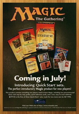 1996 Magic The Gathering Quick Start Sets Print Ad/Poster CCG TCG Cards ...