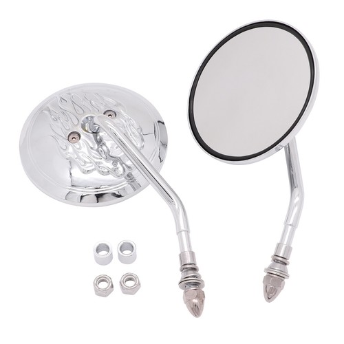Chrome/Black Rear View Side Mirror For Harley Davidson Flame Spirit Live to Ride - Imagen 8 de 12