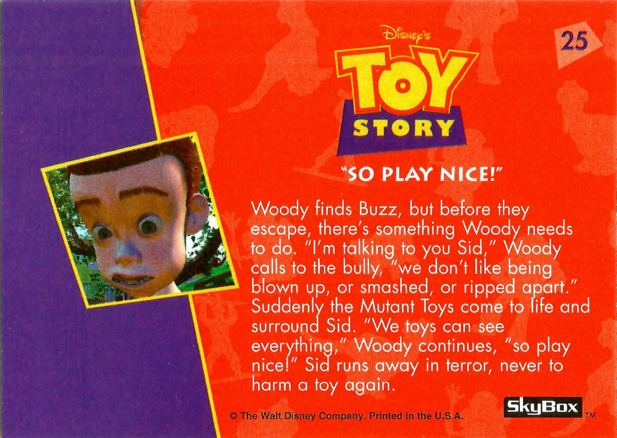 TOY STORY SERIES 1, 1995 SKYBOX PIXAR, TRADING CARD # 25 | eBay