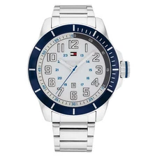 TOMMY HILFIGER 1791073 ESSENTIALS WHITE DIAL SILVER BRACELET MENS WATCH