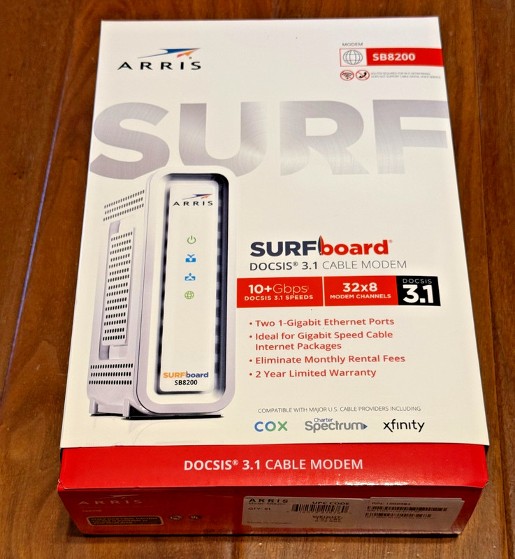 ARRIS SURFboard SB8200 DOCSIS 3.1 10 Gbps Cable Modem
