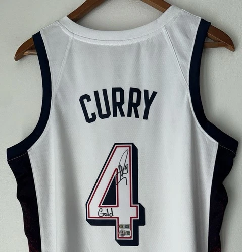 Stephen Curry "Gold" Signed Nike 2024 USA Olympics Jersey Warriors USASM BAS LOA