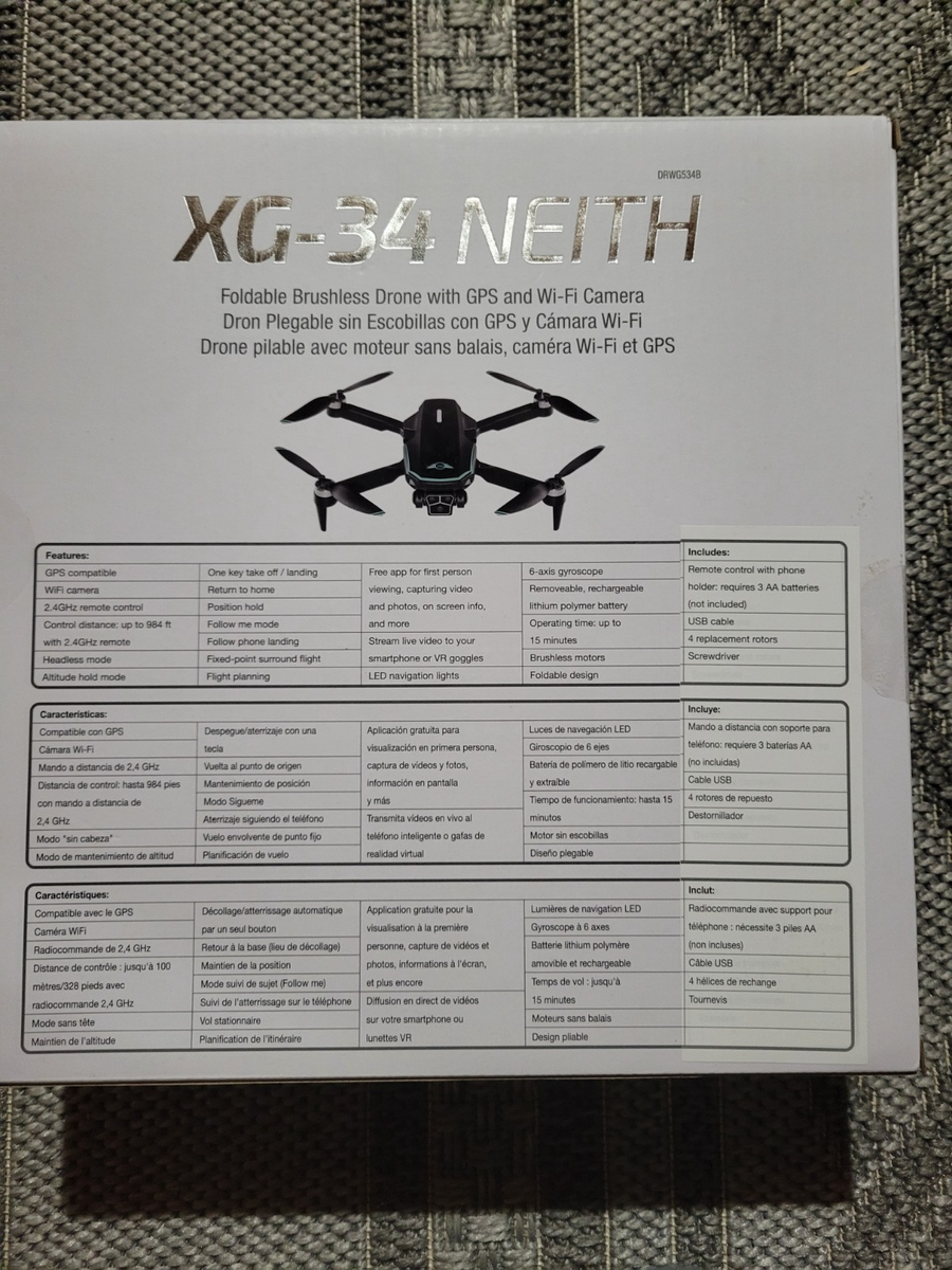 SKY RIDER XG-34 Neith, Foldable Brushless Drone GPS, Wi-Fi Camera
