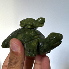 Jade Turtle + Baby Turtle on Back carving