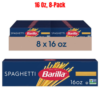 Barilla Spaghetti Pasta, 16 oz. Box (Pack of 8) - Non-GMO, Made with Durum Wheat
