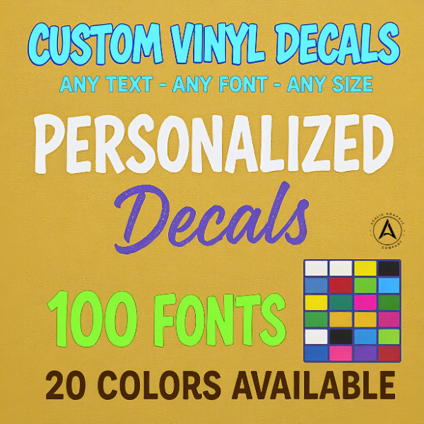 Custom Text Vinyl Lettering Sticker Decal Personalized -ANY 
