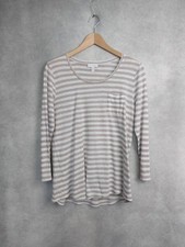 THE WHITE COMPANY TOP SIZE LARGE. BEIGE/WHITE LINEN KNIT TOP. LONG SLEEVES VGC