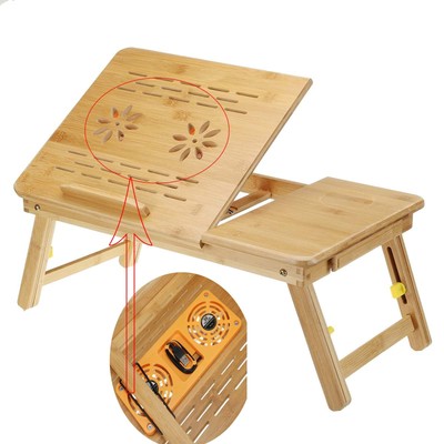 electromax Bambus klappbarer Laptoptisch Betttisch 50x32x6, hellbraun 