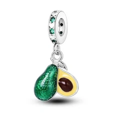 MULA European Avocado Pendant DIY Charm Fit Women CZ Bracelet 925 SterlingSilver