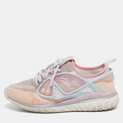 Sophia Webster Pink Knit Fabric Suede and Rubber Candyfloss Fly By Sneakers