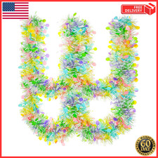 33Ft Easter Tinsel Garland with Confetti Colorful Easter, Multi Color FAST USA