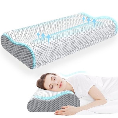 CloudBliss Memory Foam Pillow, Ergonomic Neck Contour Cervical Pillow for Bac...