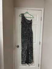 Fashion Nova Carlie Maxi Dress - Size L- sequence velvet Elegant Gray