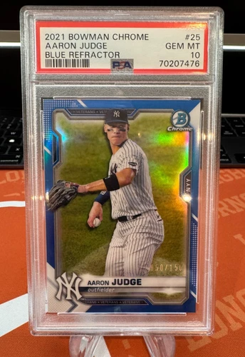 AARON JUDGE - 2021 BOWMAN CHROME BLUE REFRACTOR /150 PSA 10