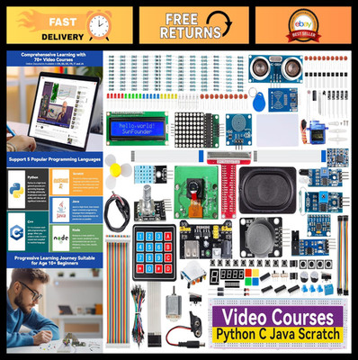 Ultimate Raspberry Pi Starter Kit - Compatible with 5, 4 B, 3B, Zero 2 W - Pytho