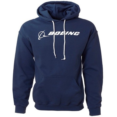 The Boeing Store Men's Navy Boeing Signature Logo Hooded Sweatshirt NWT Size M