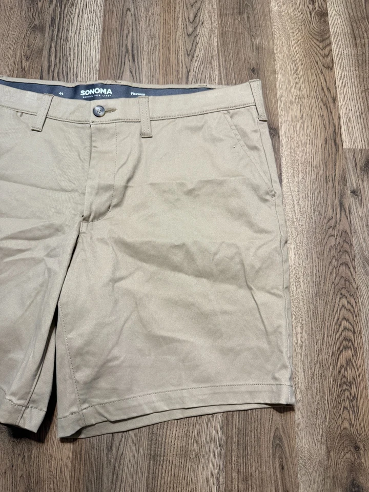 Pantalones Cortos Sonoma, Para Hombre Talla 44, Marrón, Caqui, Chino, Bolsillos, Ropa Flexible Foto 4 de 4
