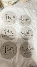 kate  milo Wooden Monthly Photo Props Milestone Discs Non-Toxic Beige Unisex