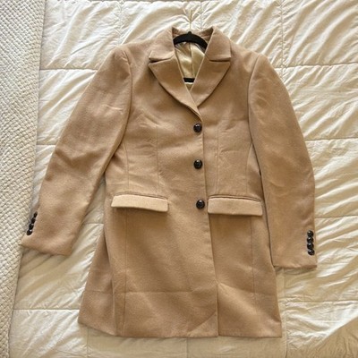 COOFANDY Beige Trench Overcoat Lined Button Front Mid-Length Size S