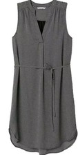 H&M Dress Womens Size 12 Black Ivory Print Sleeveless V-neck Belted Popover 