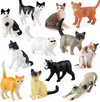 12 PCS Mini Cat Figurines Plastic Kitten Toys for Cake Toppers and Decorations
