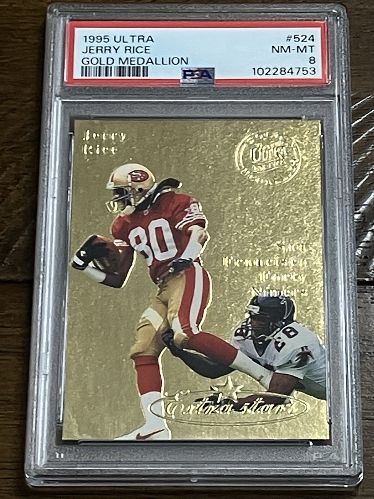1995 Fleer Ultra - Jerry Rice #524 Gold Medallion PSA 8 NM-MT 49ers Legend HOF view 1