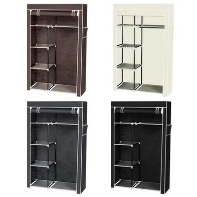 64 Portable Closet Storage Organizer Wardrobe Clothes Rack With Shelves Gray