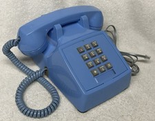 Téléphone de bureau vintage années 70 WESTERN ELECTRIC 2500D BLEU bouton poussoir tonalité tactile