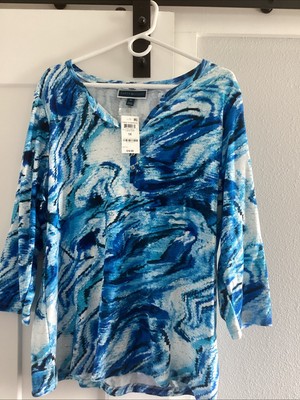 Karen Scott 1X 3/4 Sleeve Vibrant Blue New With Tags
