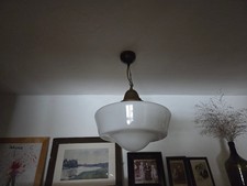 Antike Grosse Alte Lampe Deckenlampe Glas Glaskörper Glasschirm weiss